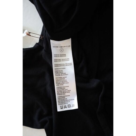 Good American GB0395 Women Sz 2/M Black Good Touch Ruched L/S Thong Bodysuit - Picture 7 of 10